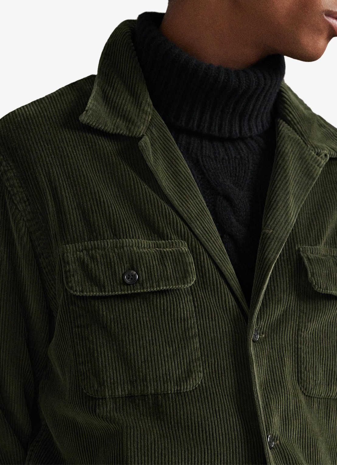 Ralph Lauren Regular fit overshirt van corduroy - detail 3 armadillo / legergroen