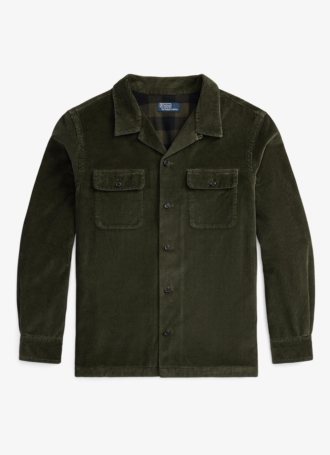 Ralph Lauren Regular fit overshirt van corduroy - voorkant 4 armadillo / legergroen