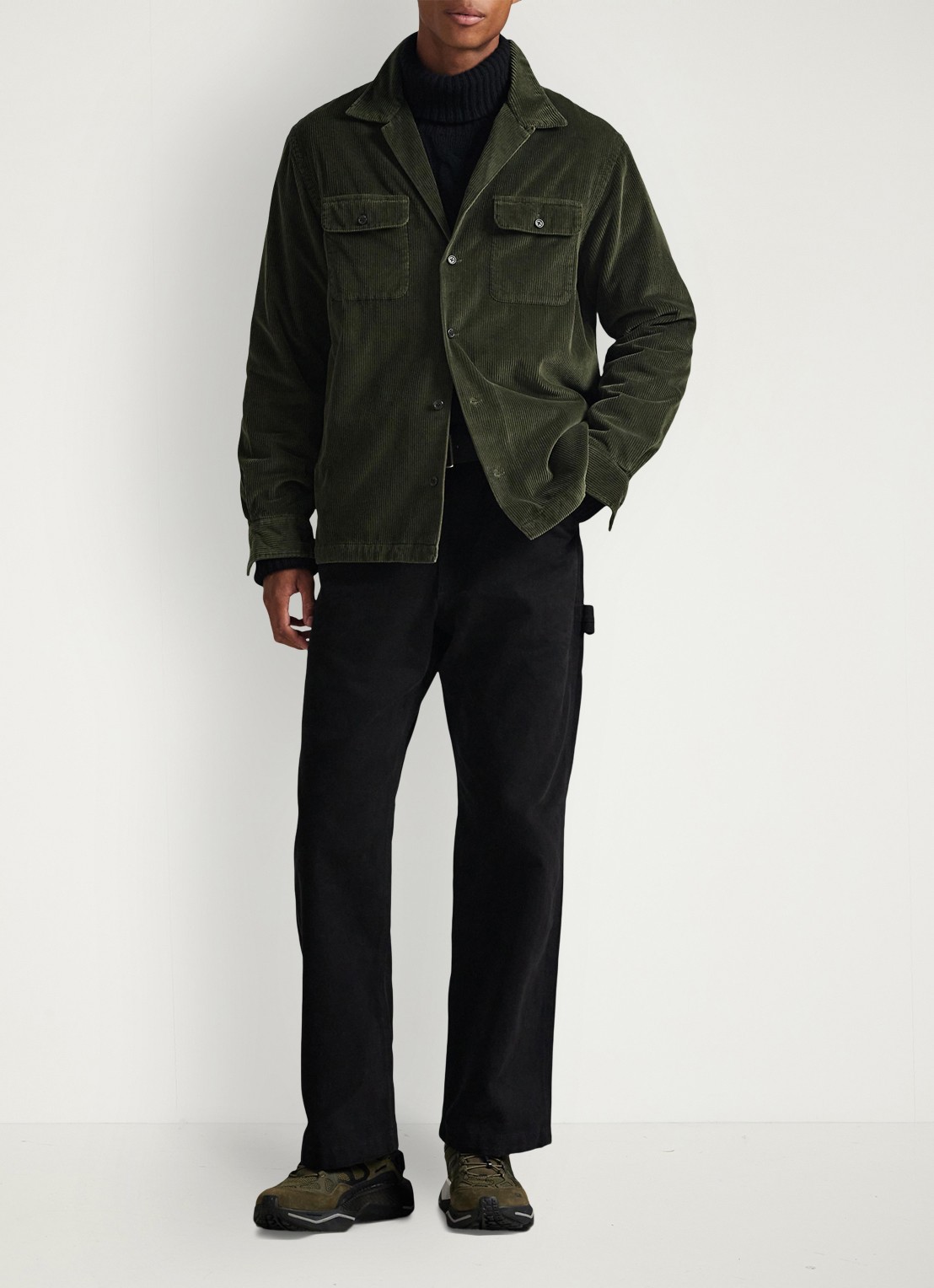 Ralph Lauren Regular fit overshirt van corduroy - voorkant 5 armadillo / legergroen