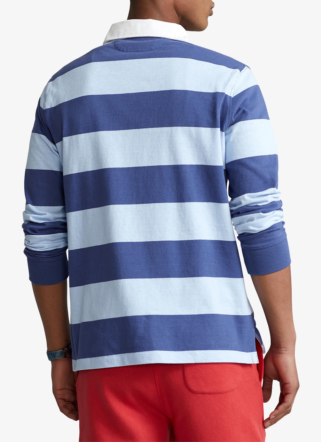 Ralph Lauren Regular fit polo met logo en streepprint - achterkant 5 light navy/office blue / blauw