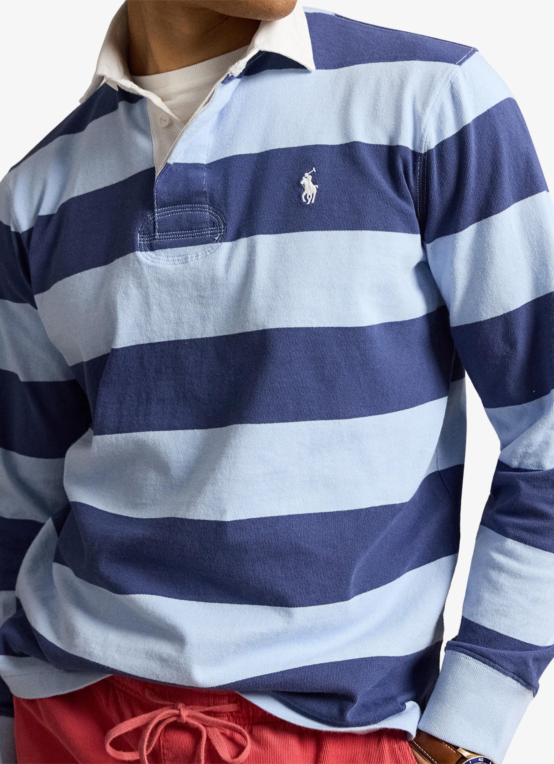 Ralph Lauren Regular fit polo met logo en streepprint - detail 4 light navy/office blue / blauw