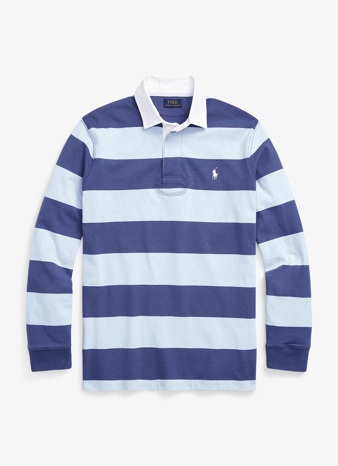 Ralph Lauren Regular fit polo met logo en streepprint - voorkant light navy/office blue / blauw