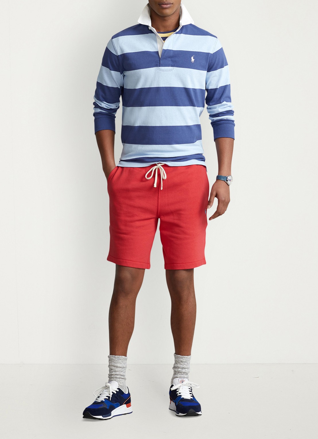 Ralph Lauren Regular fit polo met logo en streepprint - voorkant 2 light navy/office blue / blauw