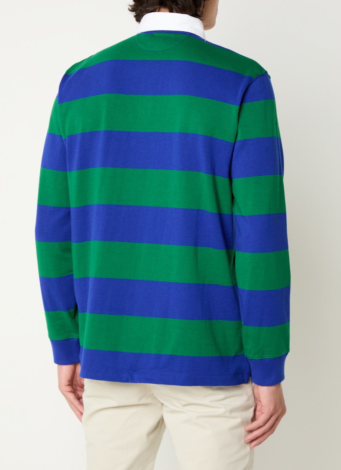 Ralph Lauren Regular fit polo met logo en streepprint - achterkant kobaltblauw