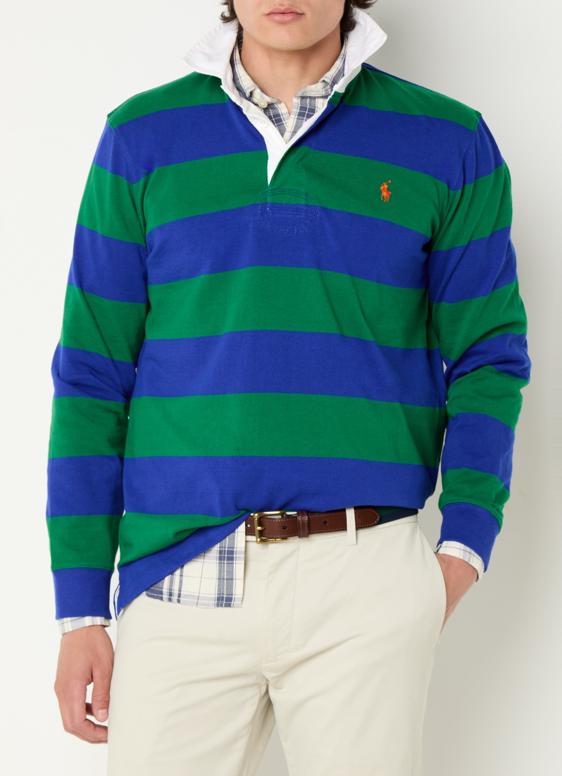 Ralph Lauren Regular fit polo met logo en streepprint - detail 4 kobaltblauw