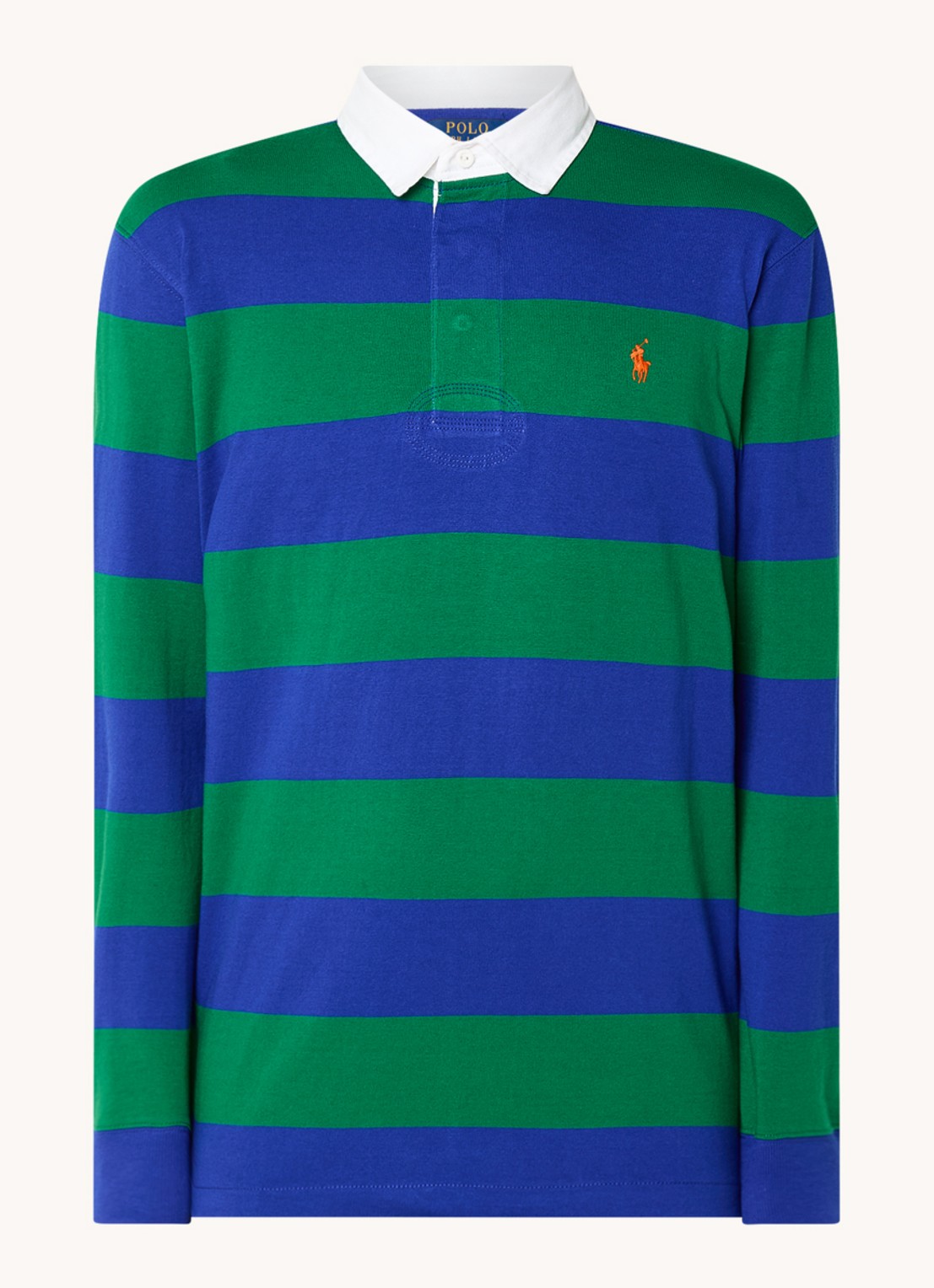 Ralph Lauren Regular fit polo met logo en streepprint - voorkant 2 kobaltblauw