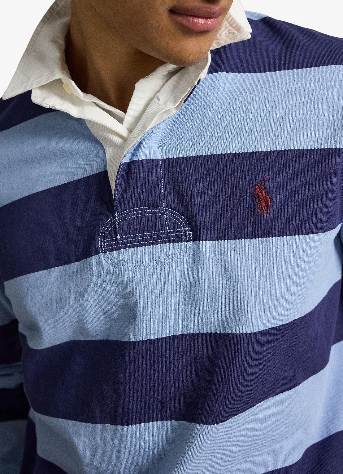 Ralph Lauren Regular fit polo met logo en streepprint - detail 4 chmry blu/bthus nvy / donkerblauw