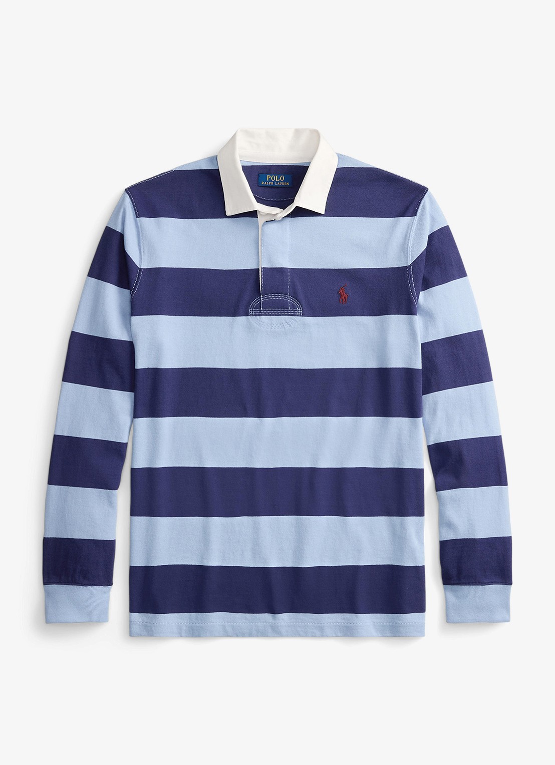 Ralph Lauren Regular fit polo met logo en streepprint - voorkant chmry blu/bthus nvy / donkerblauw
