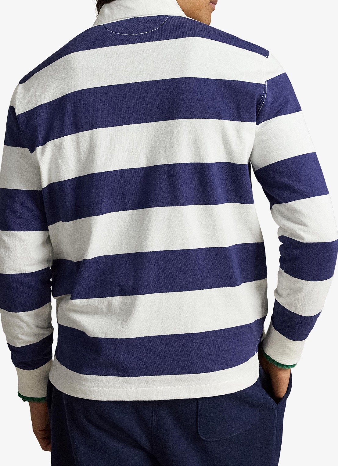 Ralph Lauren Regular fit polo met logo en streepprint - achterkant trphy crm/bthus nvy / donkerblauw
