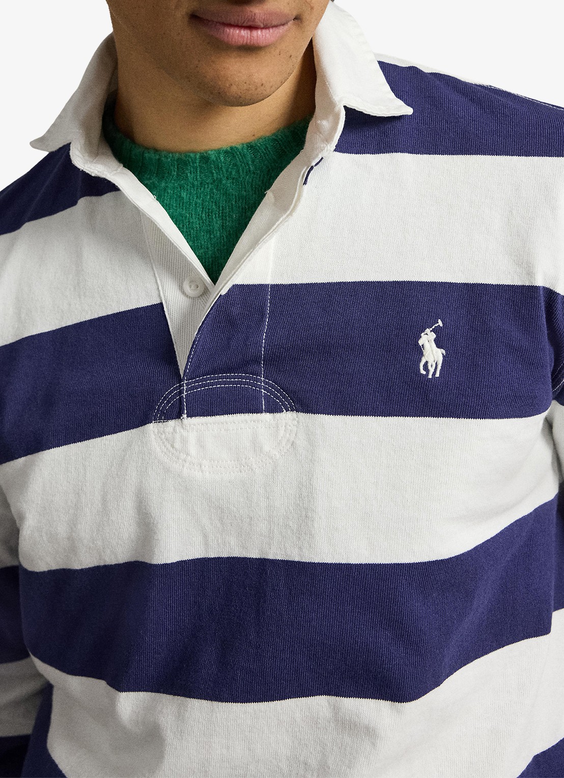Ralph Lauren Regular fit polo met logo en streepprint - detail 3 trphy crm/bthus nvy / donkerblauw