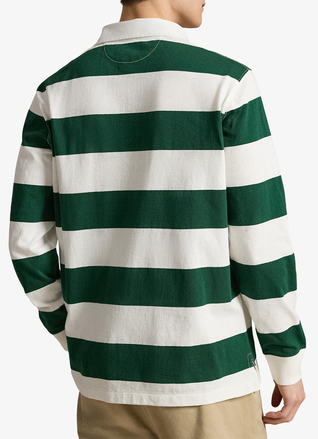Ralph Lauren Regular fit polo met logo en streepprint - achterkant trphy crm/nw forest / groen