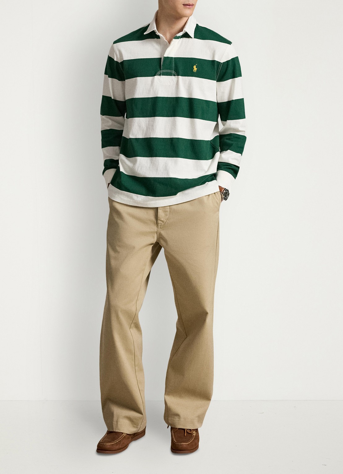 Ralph Lauren Regular fit polo met logo en streepprint - detail 2 trphy crm/nw forest / groen
