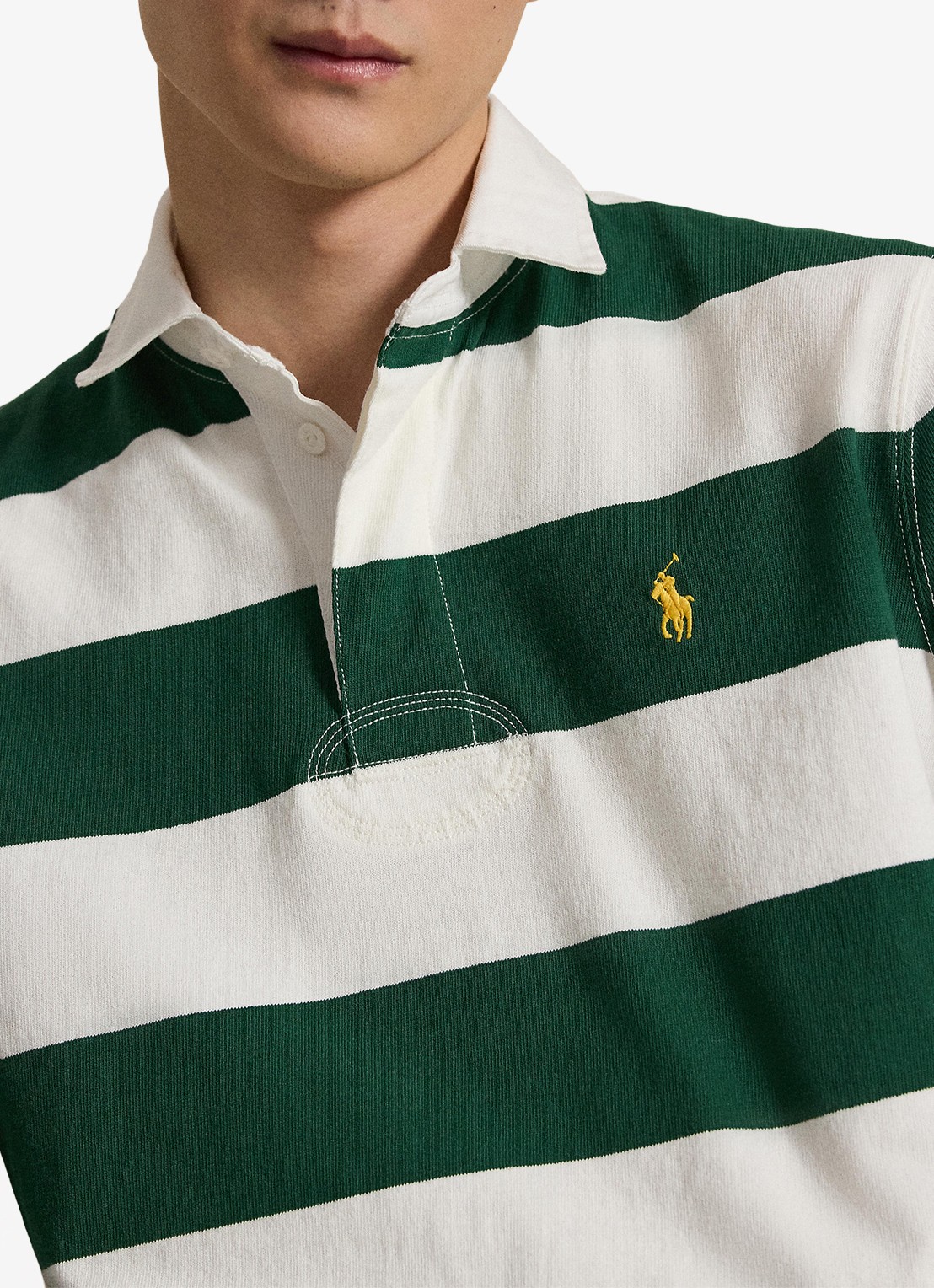 Ralph Lauren Regular fit polo met logo en streepprint - detail 3 trphy crm/nw forest / groen