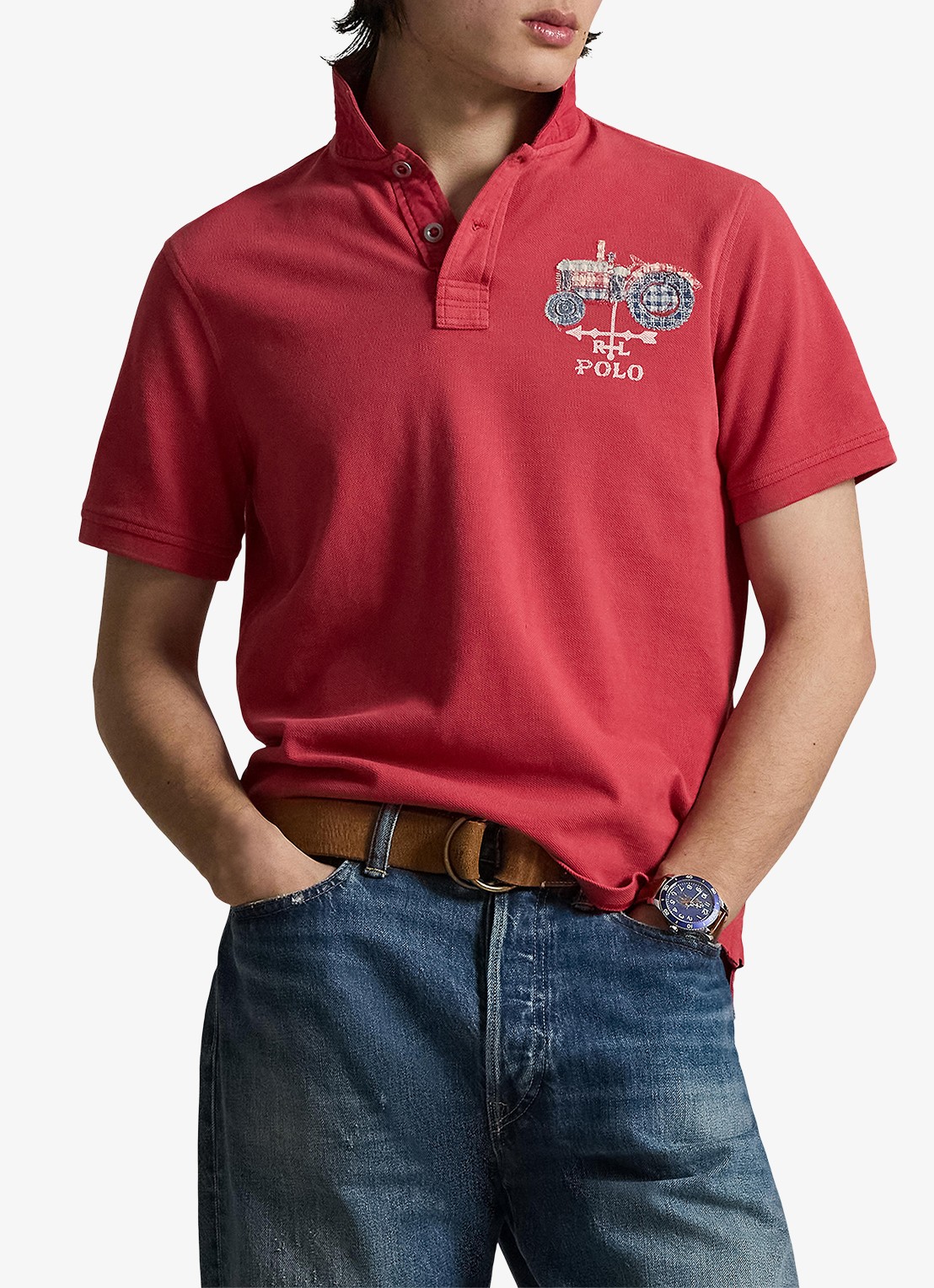 Ralph Lauren Regular fit polo met logo - detail sunride red / rood