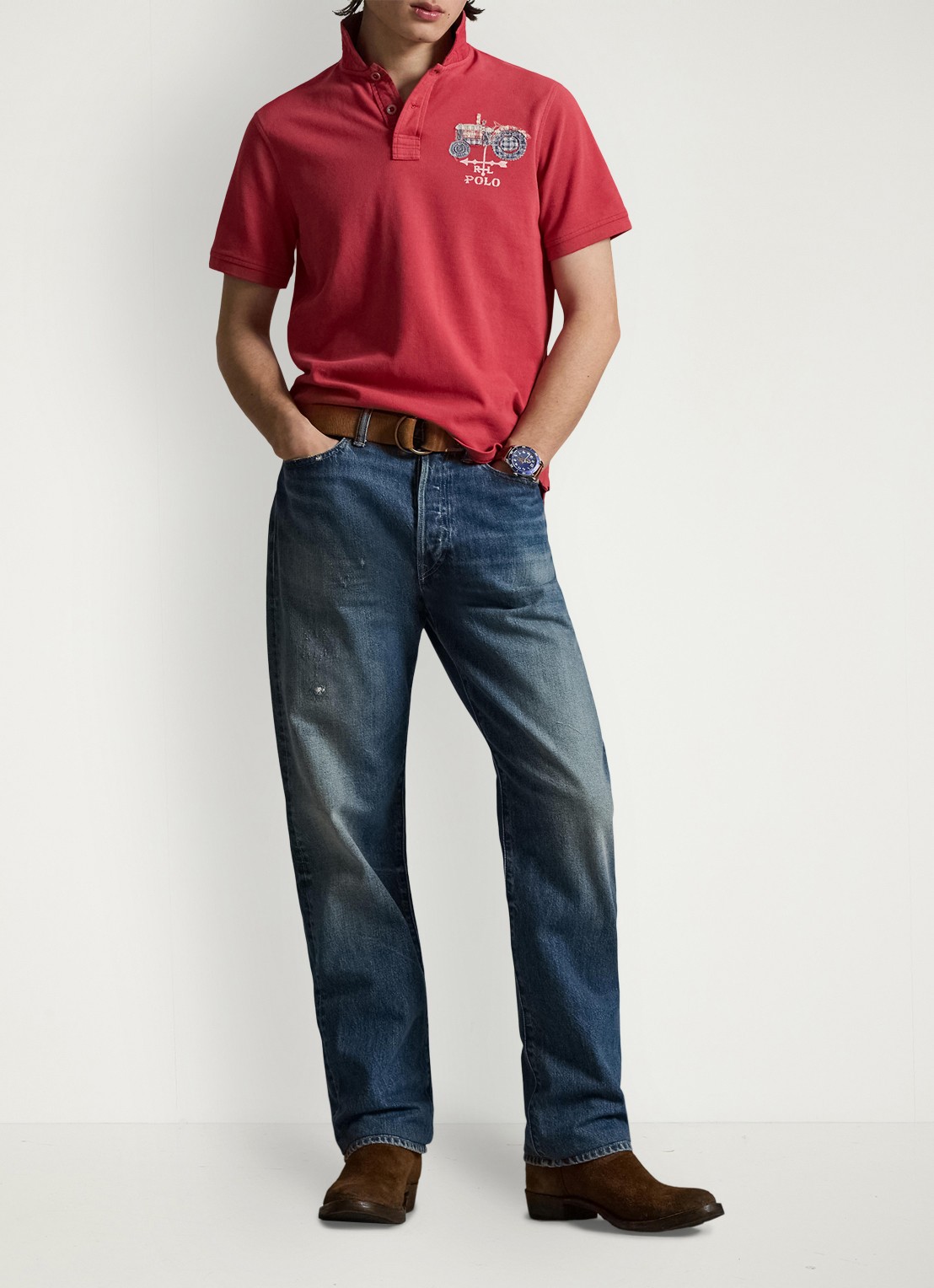 Ralph Lauren Regular fit polo met logo - voorkant 5 sunride red / rood