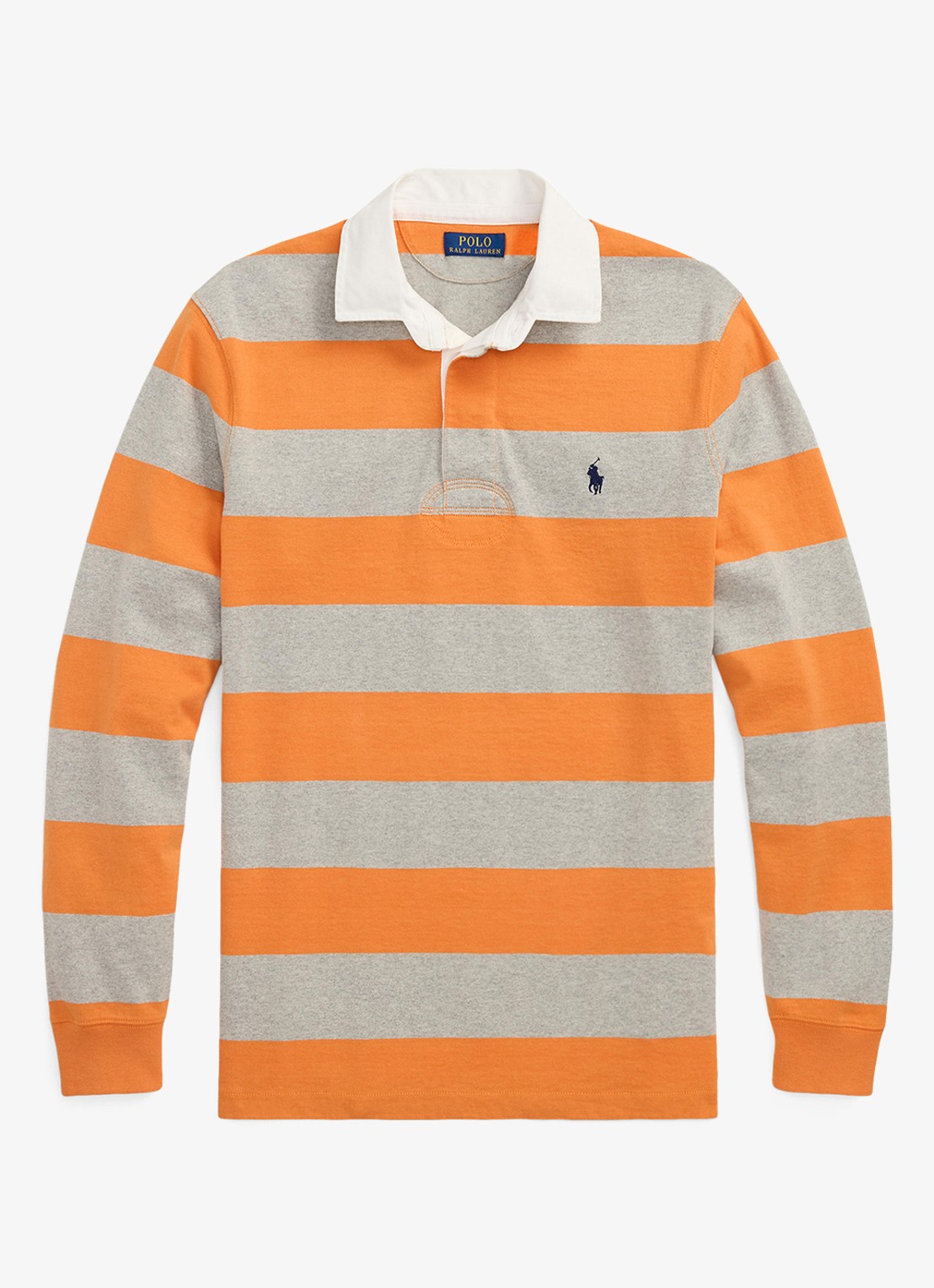 Ralph Lauren Regular fit polo met logoborduring en streepprint - voorkant bedford orange / oranje