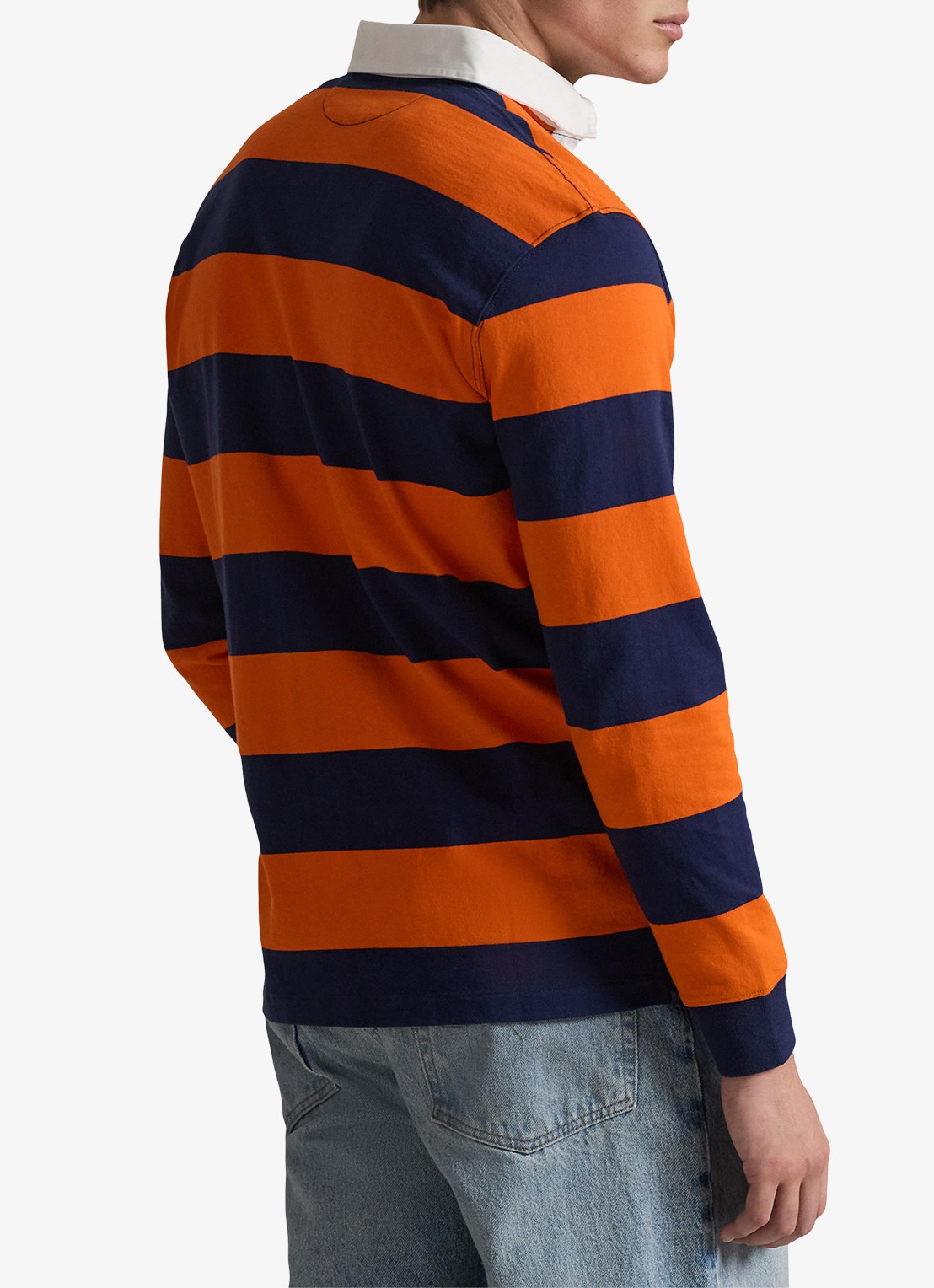 Ralph Lauren Regular fit polo met logoborduring en streepprint - achterkant 3 sailing orange/newport navy / oranje