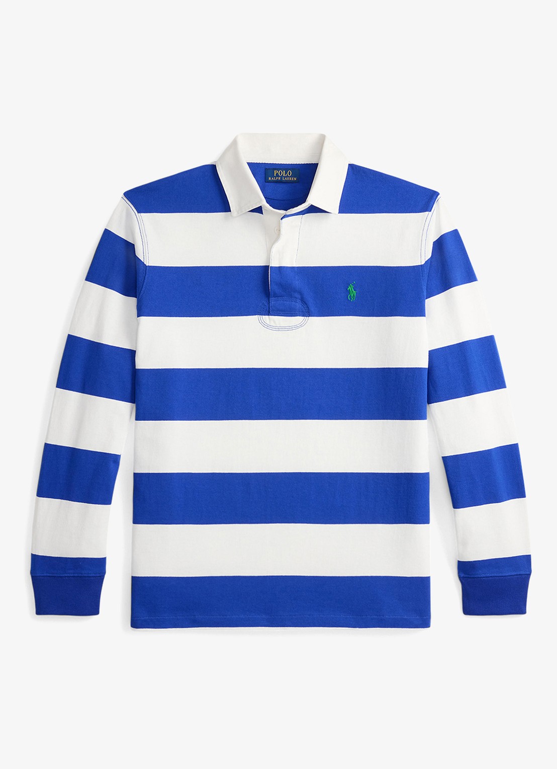 Ralph Lauren Regular fit polo met logoborduring en streepprint - voorkant blauw