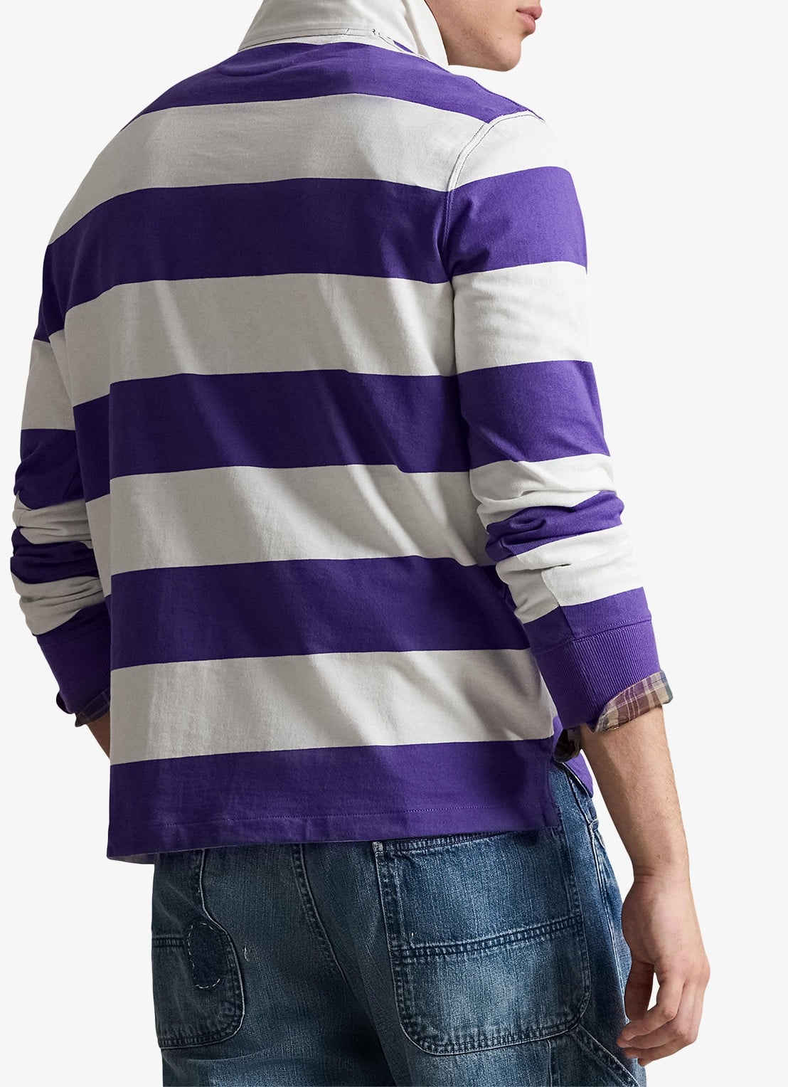 Ralph Lauren Regular fit polo met logoborduring en streepprint - achterkant paars