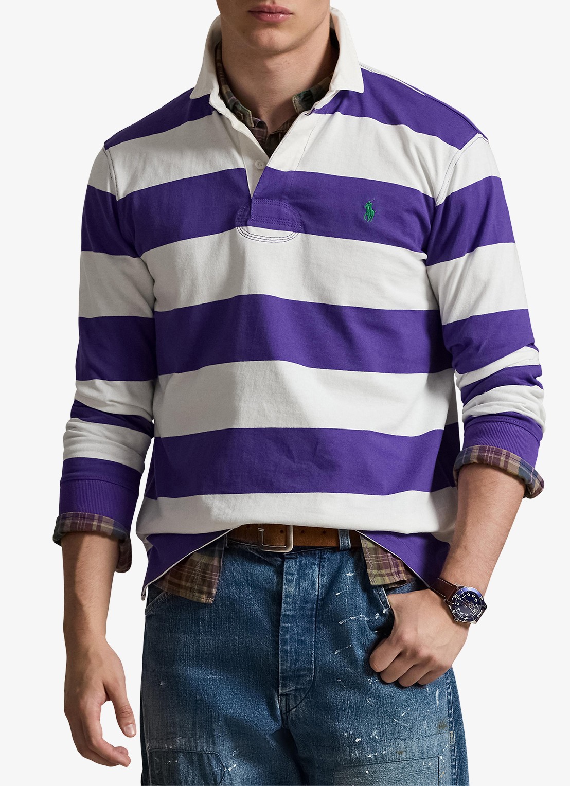 Ralph Lauren Regular fit polo met logoborduring en streepprint - detail 2 paars
