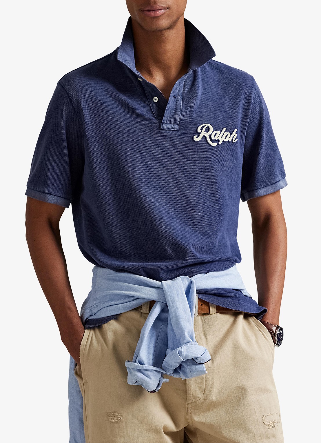 Ralph Lauren Regular fit polo met logoborduring - detail 4 dark cobalt/white / kobaltblauw