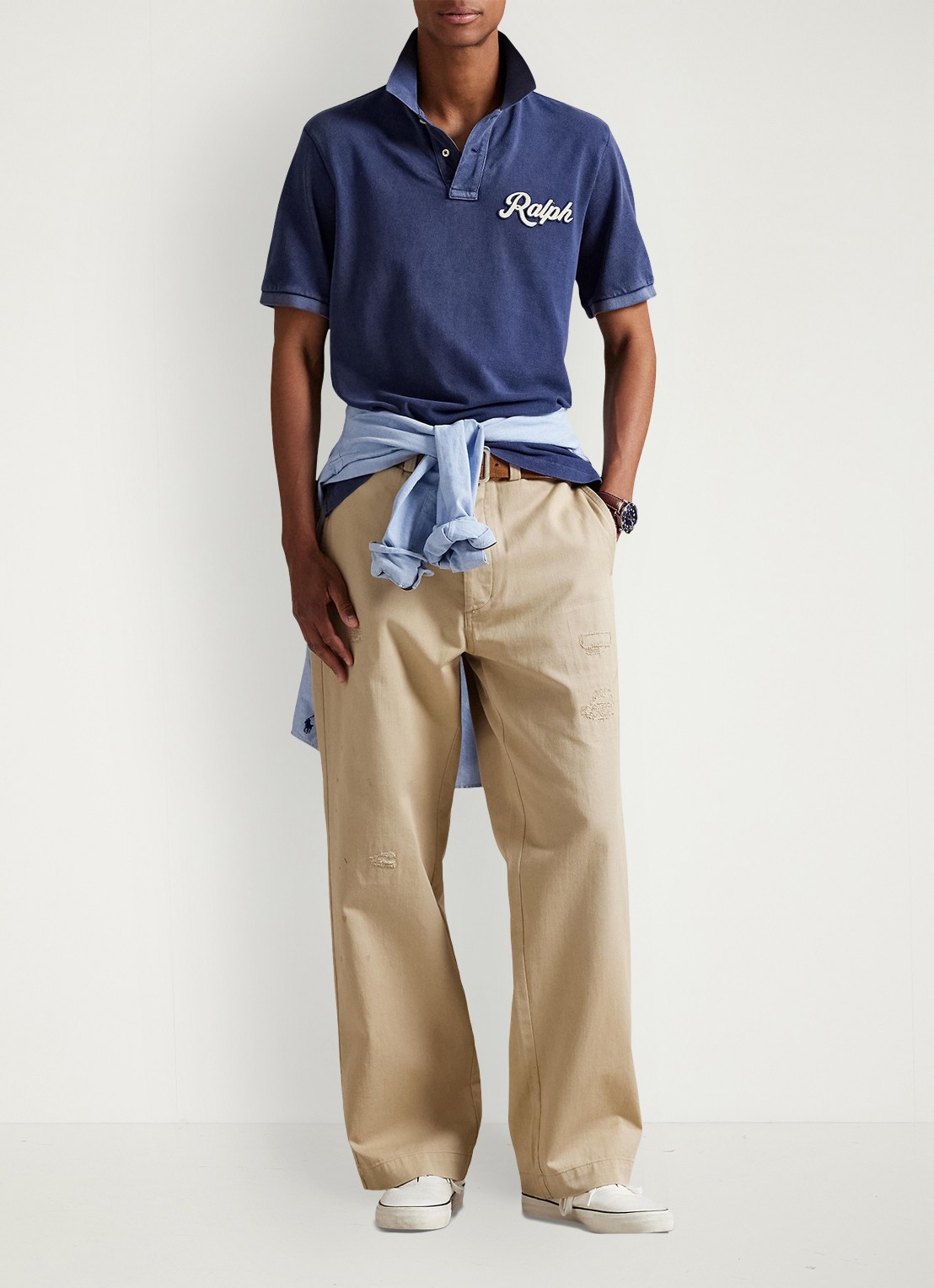 Ralph Lauren Regular fit polo met logoborduring - voorkant 2 dark cobalt/white / kobaltblauw
