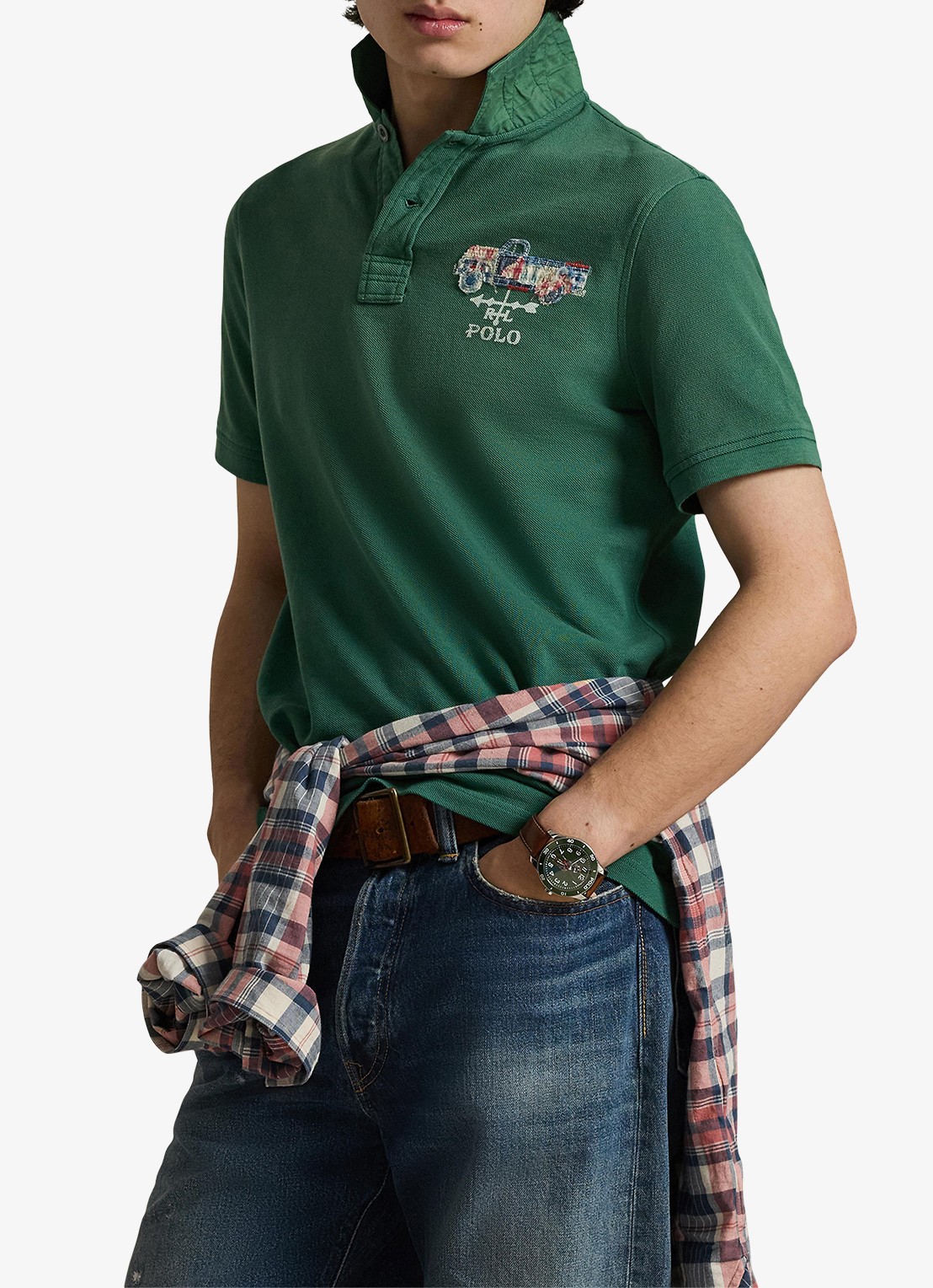 Ralph Lauren Regular fit polo met logoborduring - detail groen