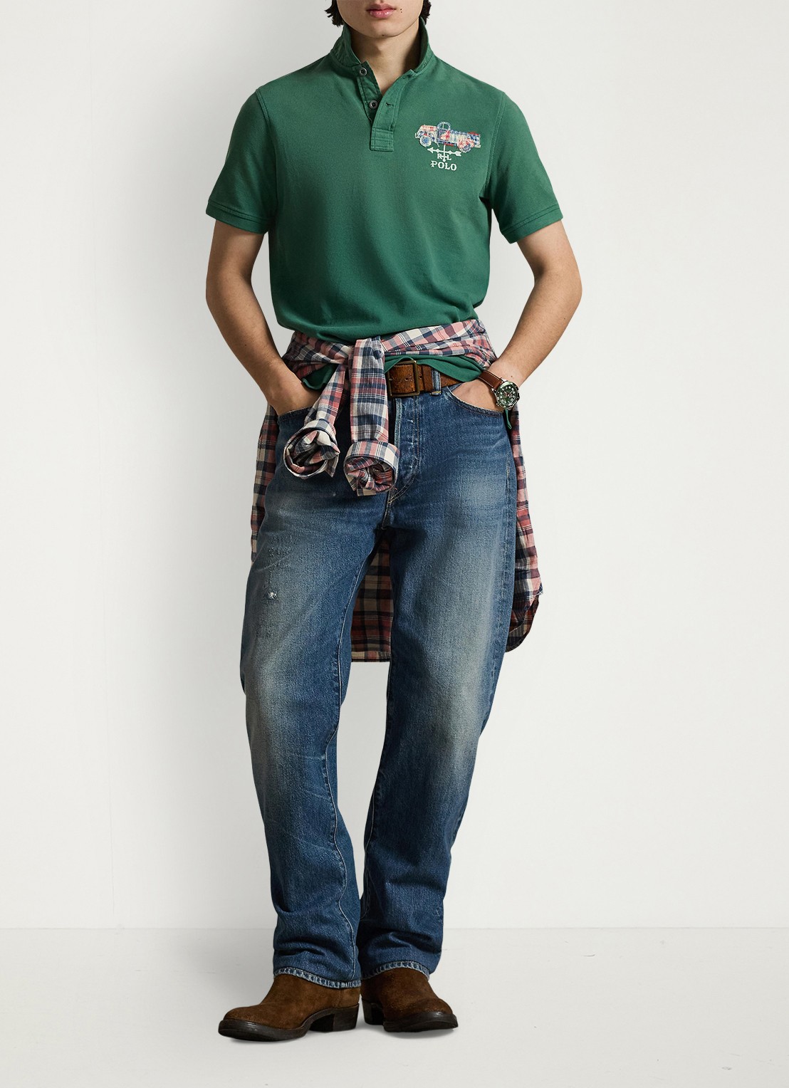 Ralph Lauren Regular fit polo met logoborduring - voorkant 4 groen