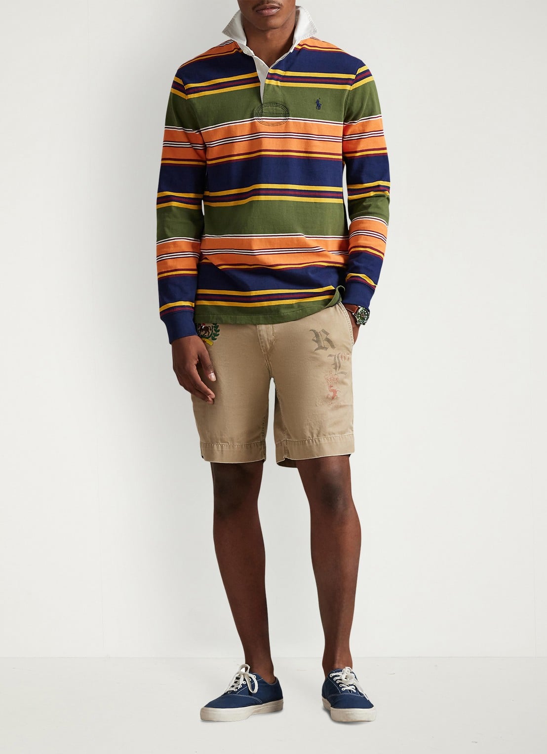 Ralph Lauren Regular fit polo met streepprint - voorkant 3 supply olive multi-3fjr