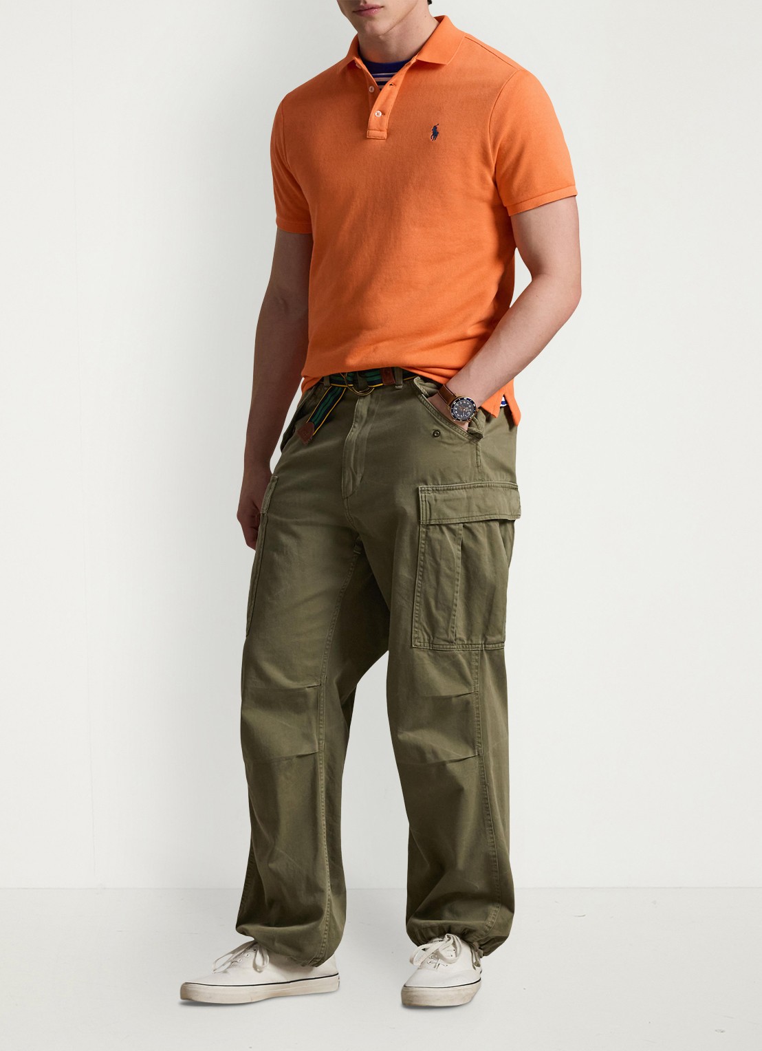 Ralph Lauren Regular fit polo van badstof met logo - voorkant 3 resort orange / oranje