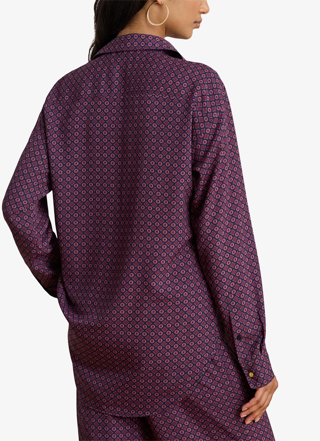 Ralph Lauren Relaxed fit blouse met grafische print - achterkant navy multi / donkerrood