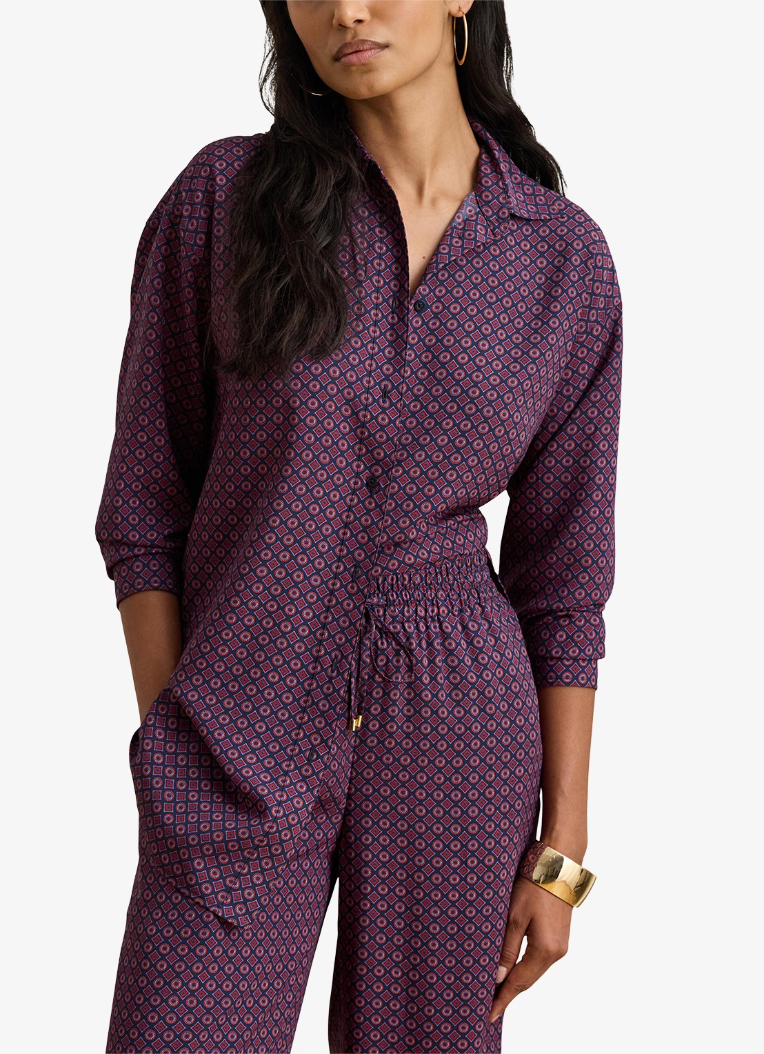 Ralph Lauren Relaxed fit blouse met grafische print - detail 4 navy multi / donkerrood