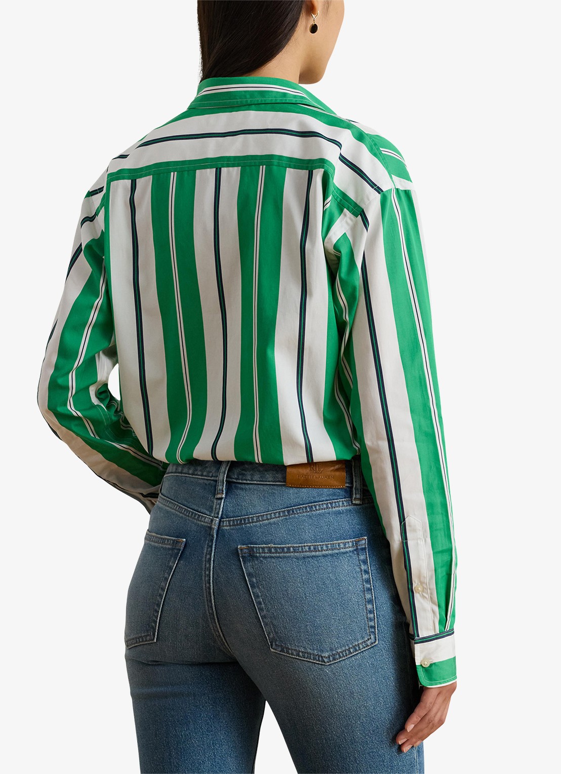 Ralph Lauren Relaxed fit blouse met streepprint - achterkant 3 green, blue, white / groen, blauw, wit