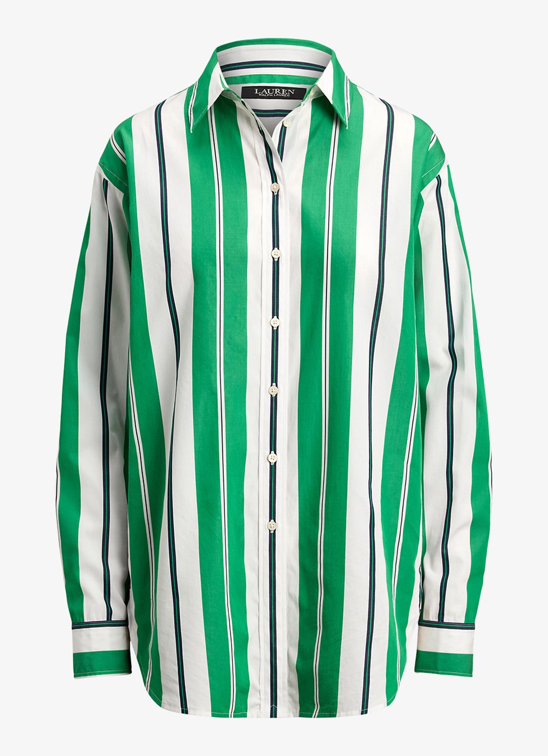 Ralph Lauren Relaxed fit blouse met streepprint - voorkant green, blue, white / groen, blauw, wit