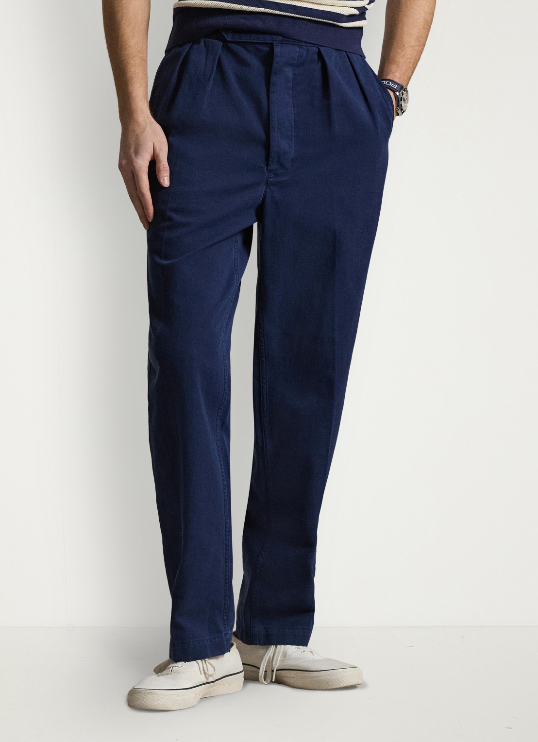 Ralph Lauren Relaxed fit chino met plooidetails - detail 4 dark cobalt-48ms
