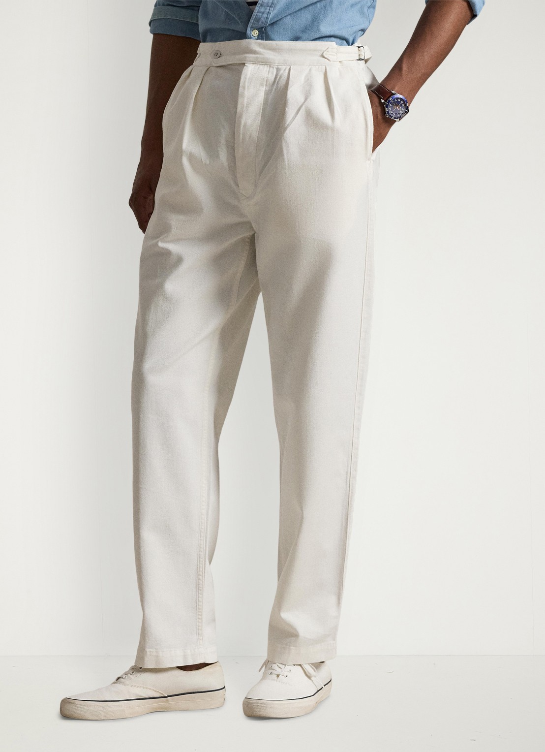 Ralph Lauren Relaxed fit chino met plooidetails - detail deckwash white / wit