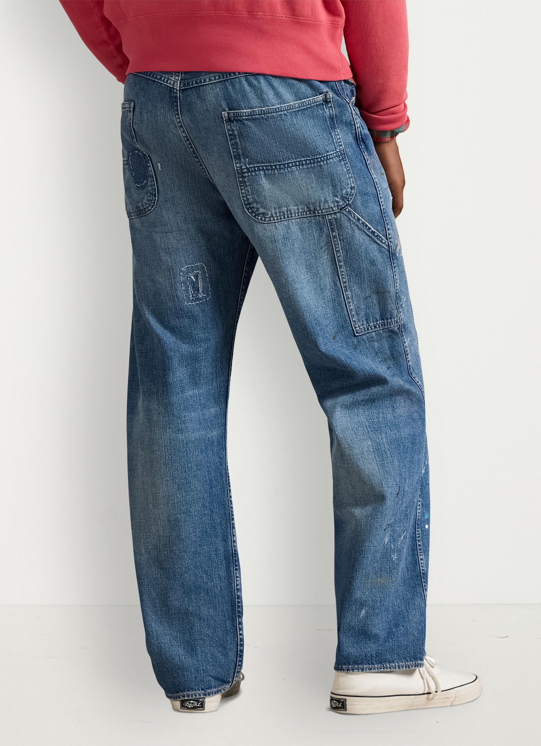 Ralph Lauren Relaxed fit jeans met patchwork - achterkant huddlestone / indigo