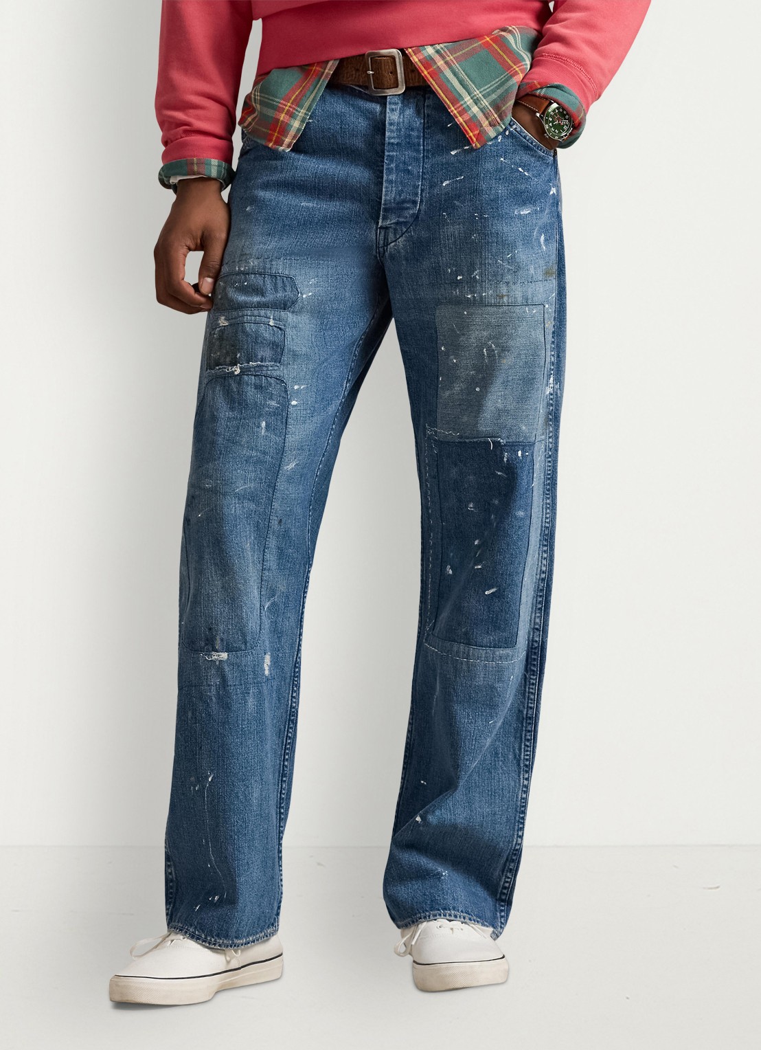 Ralph Lauren Relaxed fit jeans met patchwork - detail 4 huddlestone / indigo