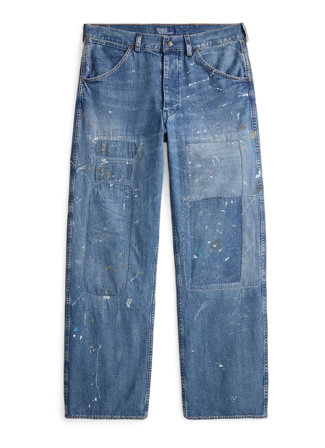 Ralph Lauren Relaxed fit jeans met patchwork - voorkant 2 huddlestone / indigo