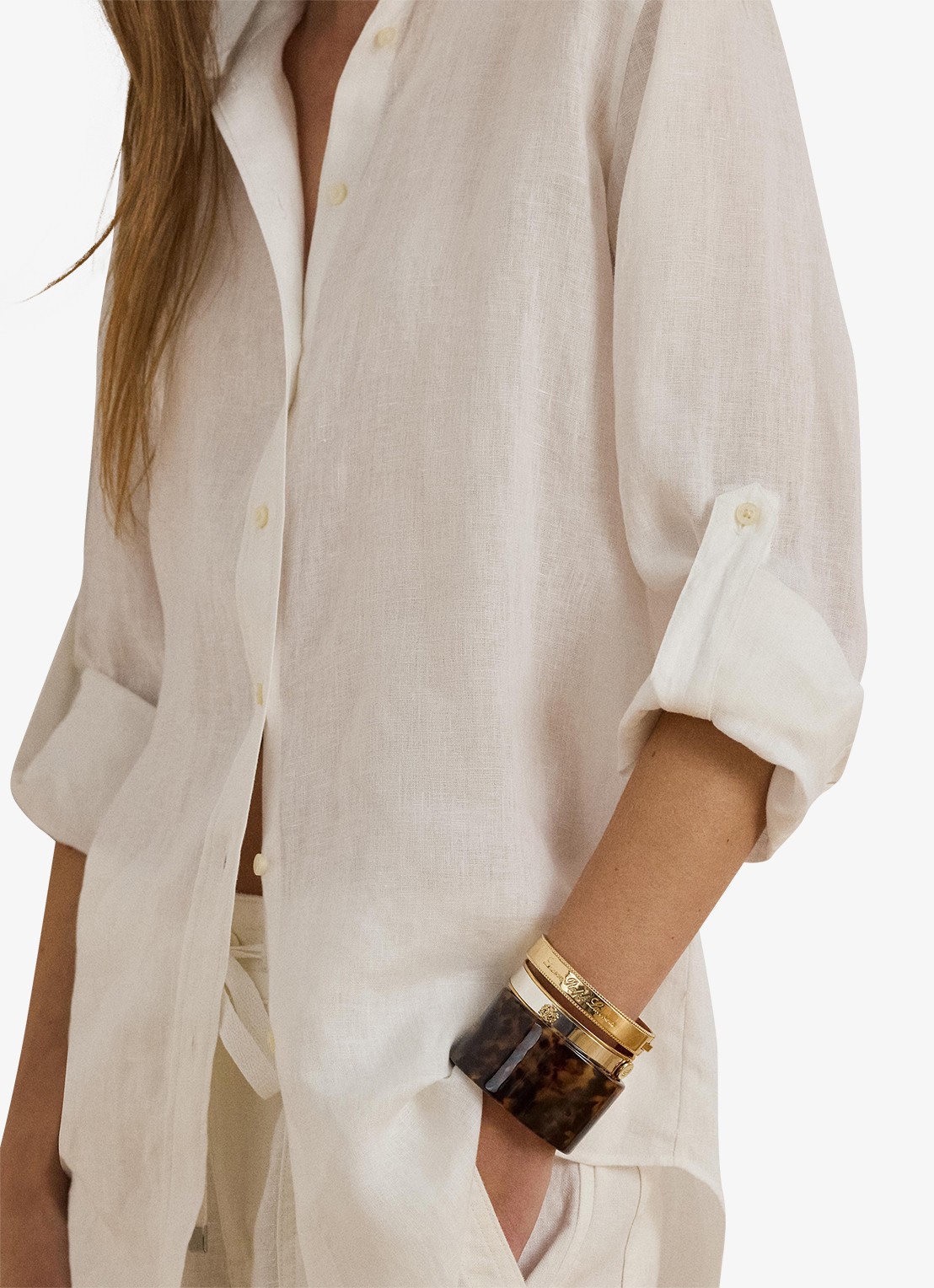 Ralph Lauren Relaxed fit linnen overhemd - detail 5 white / wit