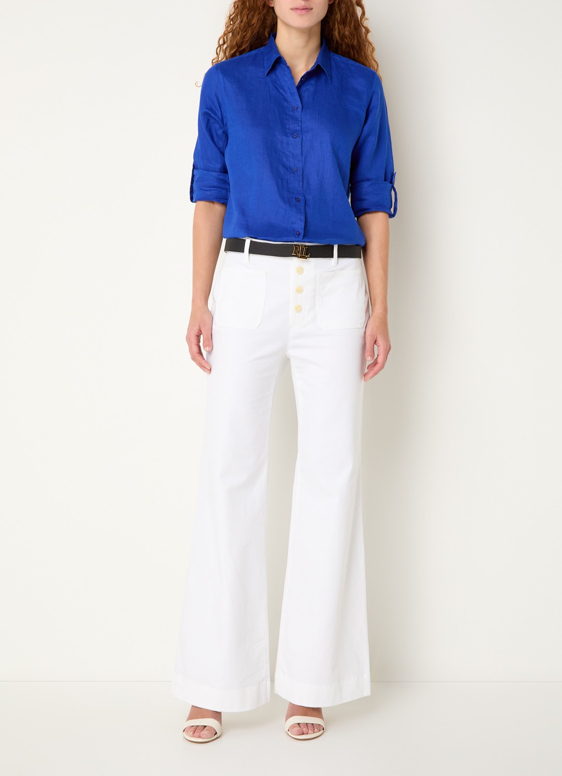 Ralph Lauren Relaxed fit linnen overhemd - voorkant 3 new sapphire / blauw