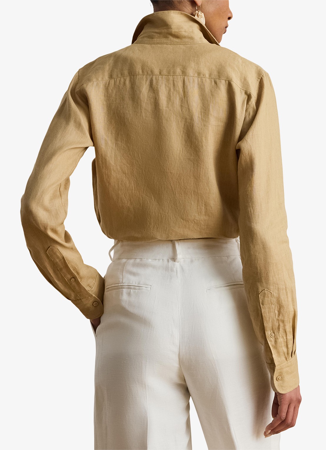 Ralph Lauren Relaxed fit linnen overhemd - achterkant birch tan / beige
