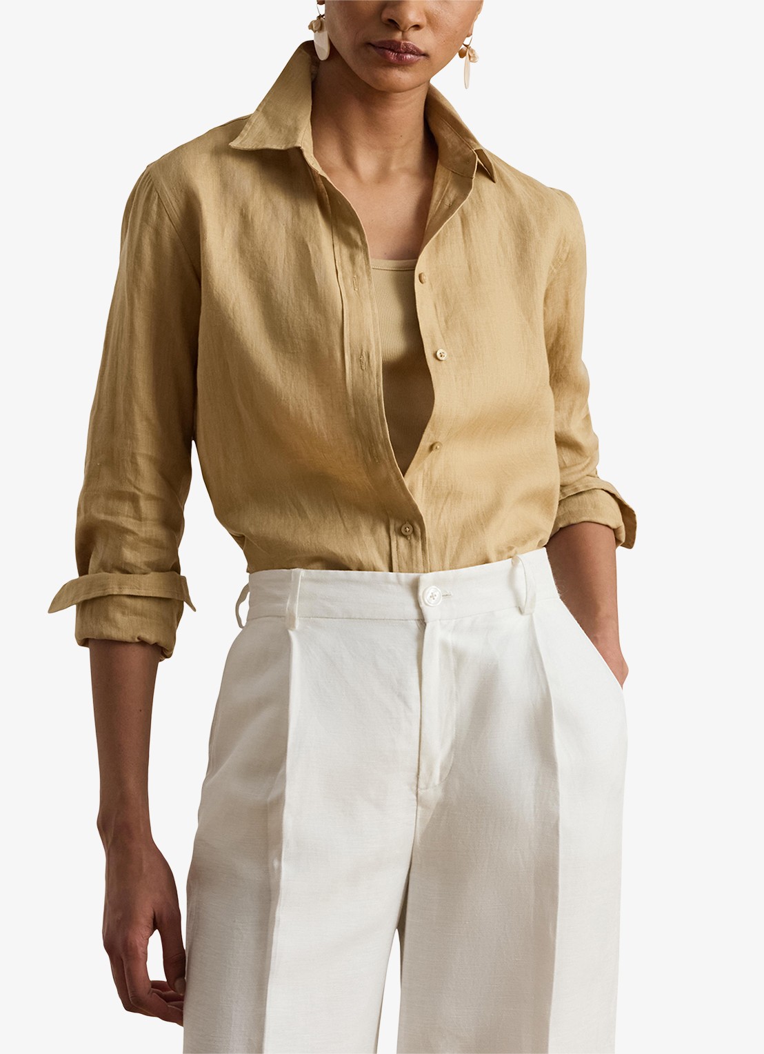 Ralph Lauren Relaxed fit linnen overhemd - detail 2 birch tan / beige