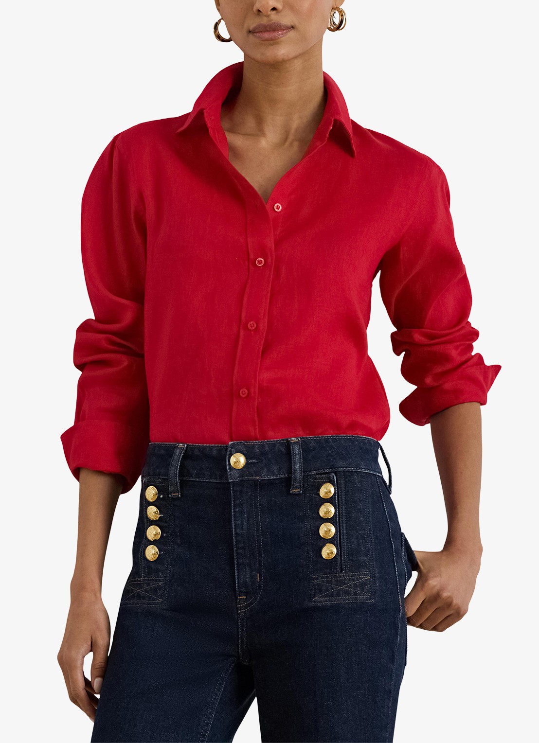 Ralph Lauren Relaxed fit linnen overhemd - detail 4 cruise red / rood