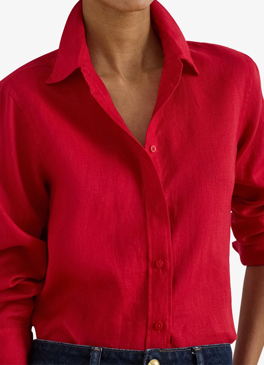 Ralph Lauren Relaxed fit linnen overhemd - detail 5 cruise red / rood