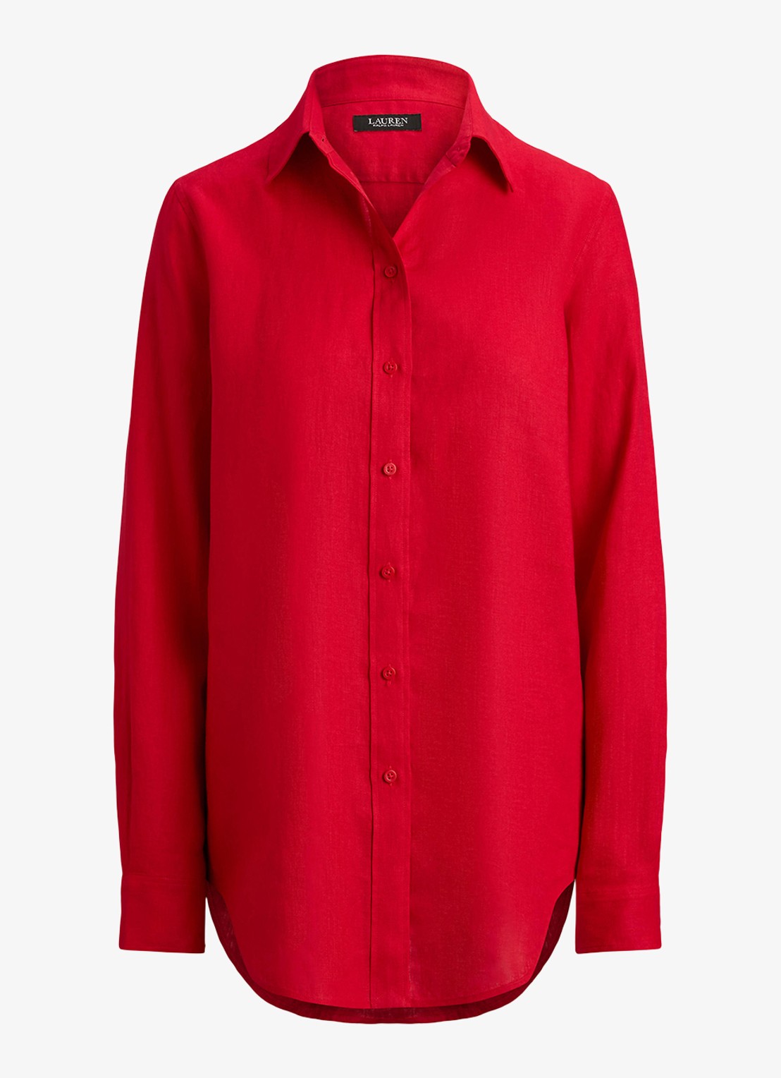 Ralph Lauren Relaxed fit linnen overhemd - voorkant cruise red / rood