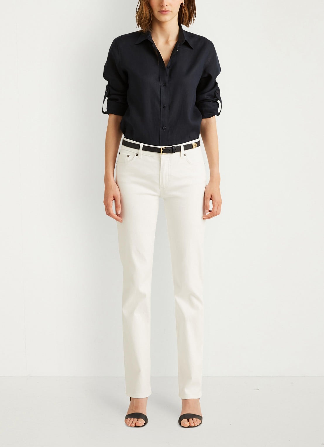 Ralph Lauren Relaxed fit linnen overhemd - voorkant 5 blauw