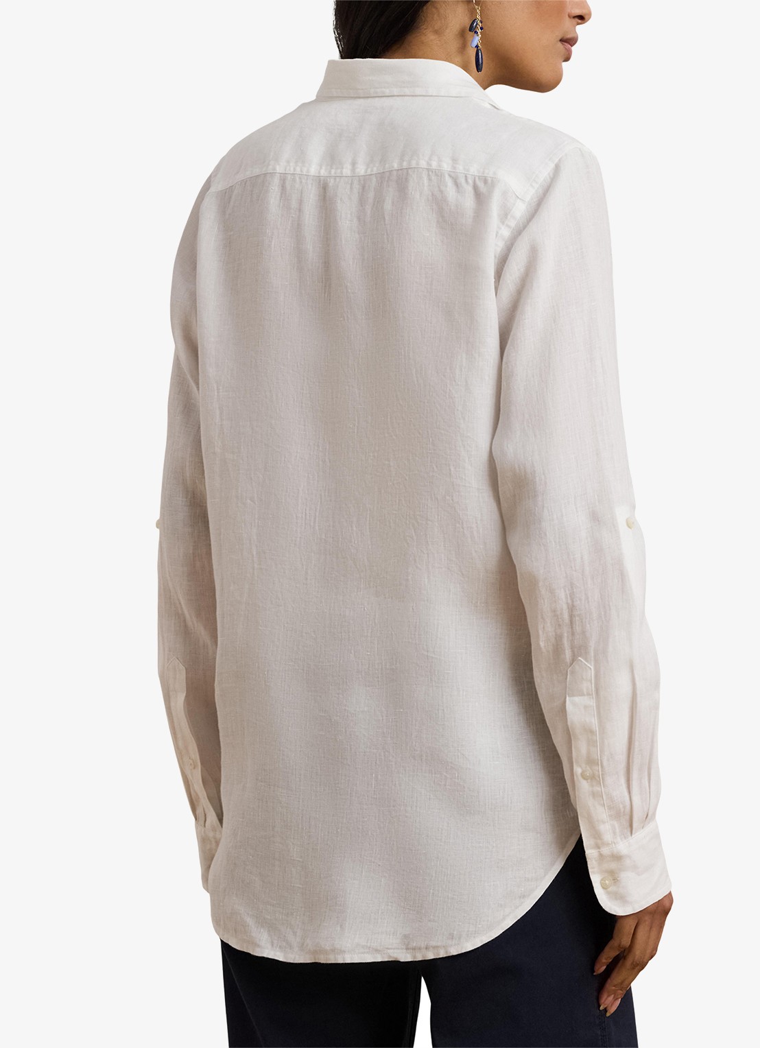Ralph Lauren Relaxed fit overhemd met oprolbare mouw - achterkant 3 white / wit