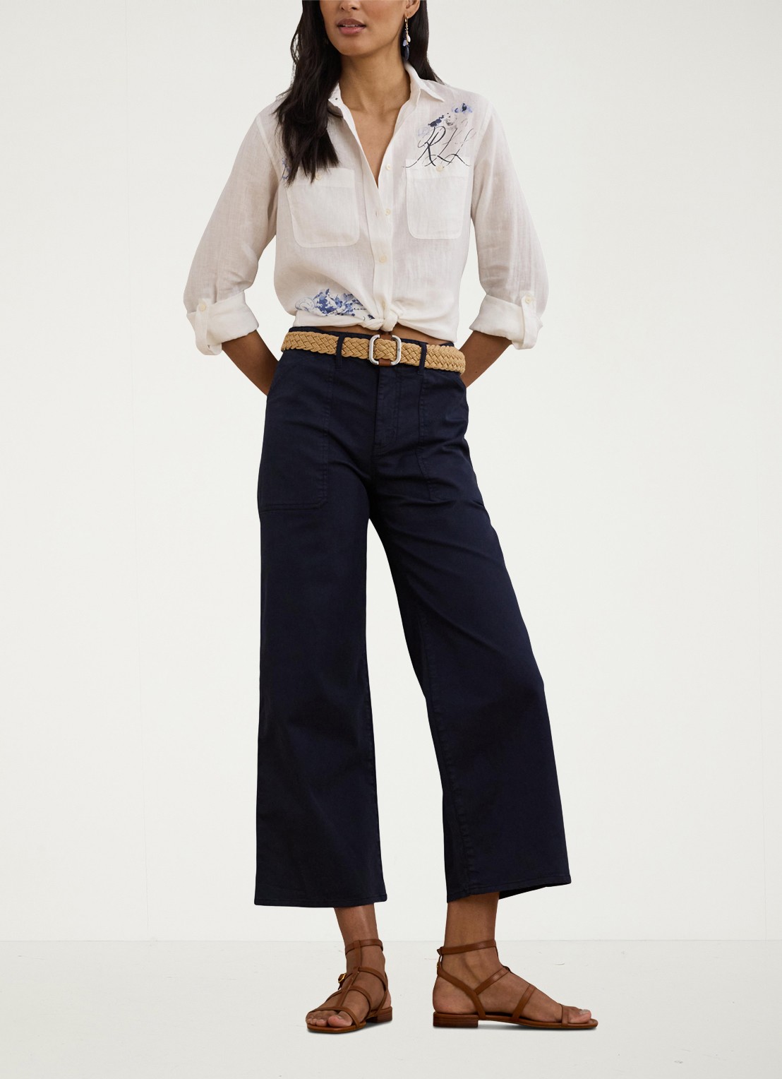 Ralph Lauren Relaxed fit overhemd met oprolbare mouw - voorkant 5 white / wit