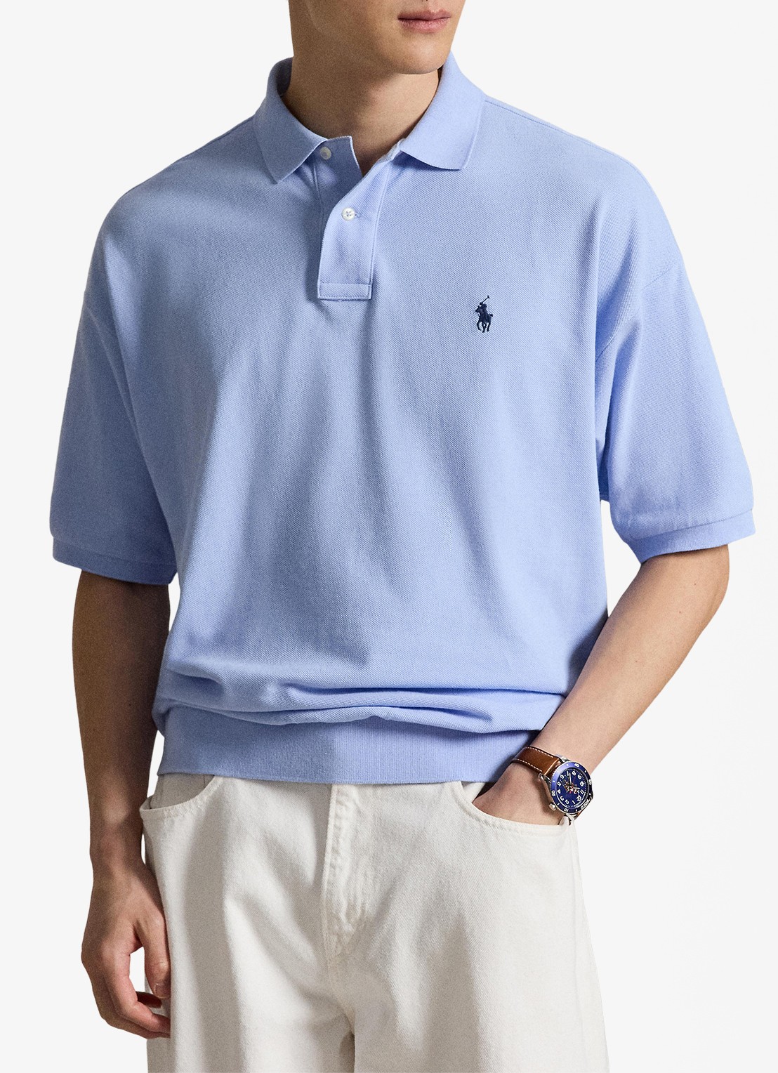 Ralph Lauren Relaxed fit polo met logo - detail 4 pebble blue / blauw